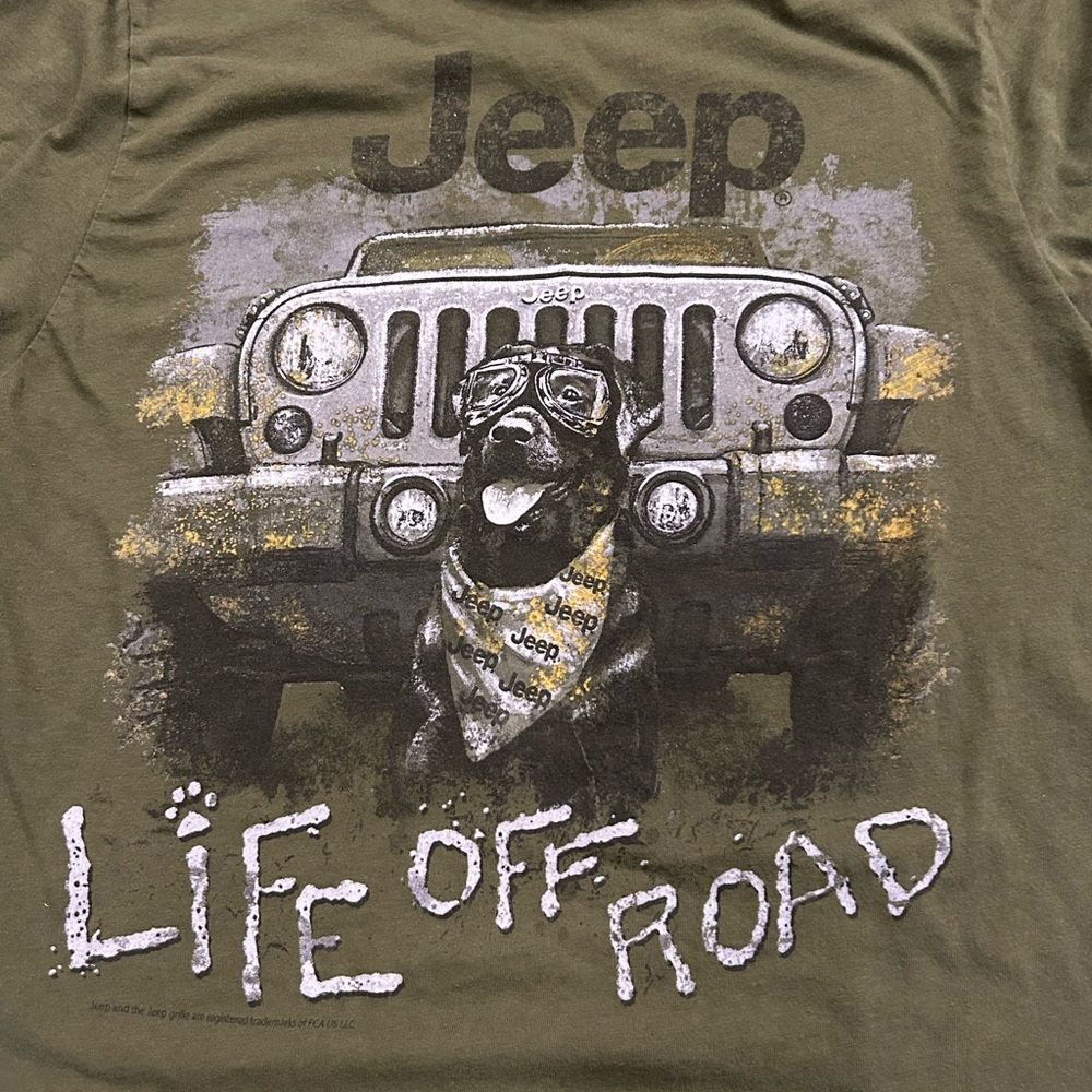 Jeep T-Shirt Men’s Size Small “Life Off Road" Olive Green - Picture 5 of 5